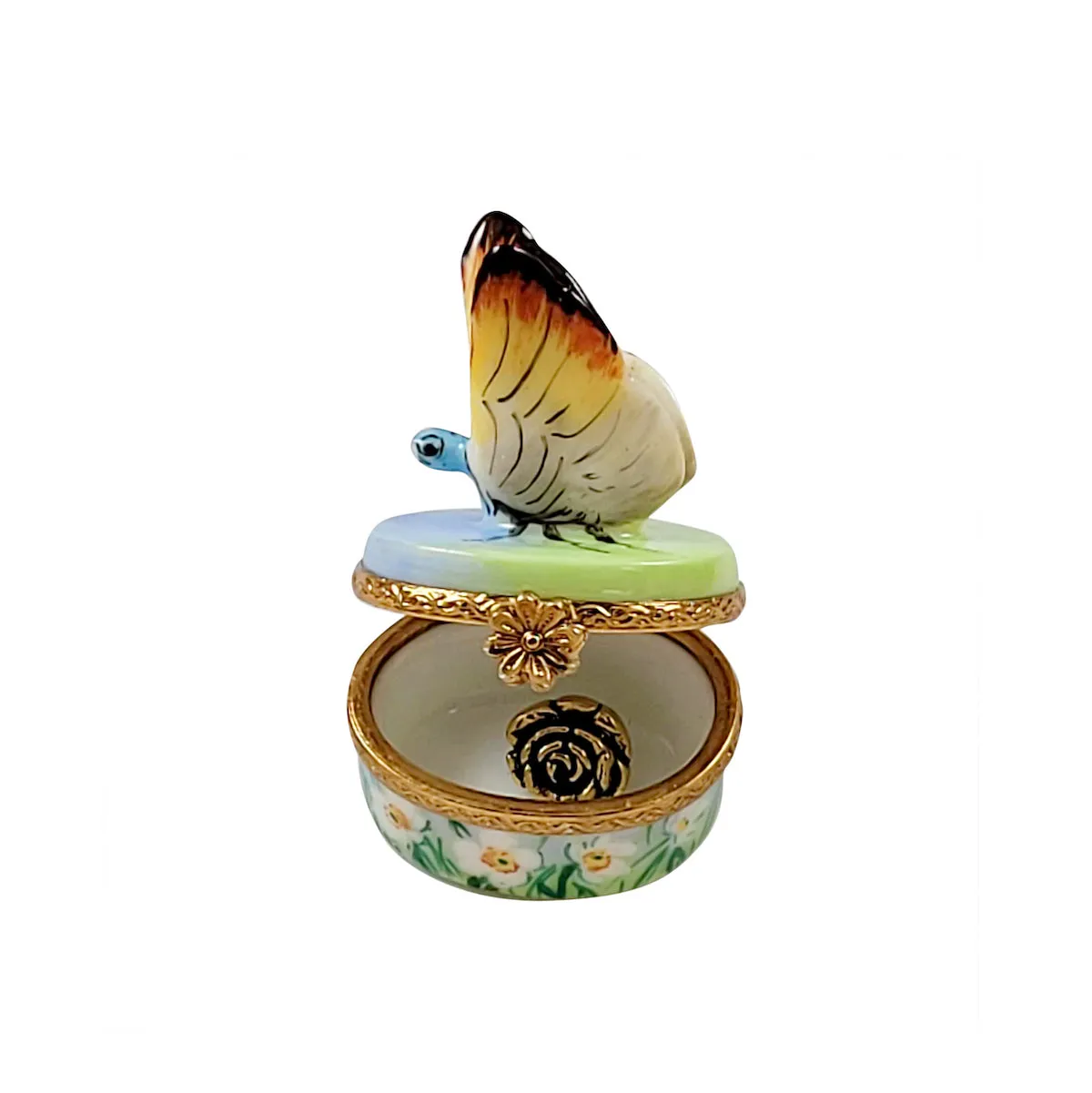 Butterfly with Brass Flower Limoges Limoges Boxes collectors shop