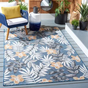 Cabana Machine Made Indoor/Outdoor Area Rug, Blue / Grey Country Floral Style Easy Care Area Rugs cheap home decor