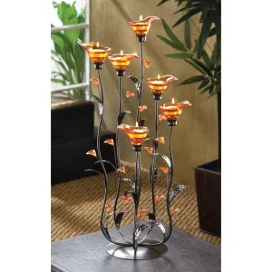 Calla Lily Candleholder with Amber Glass - Black Decorative Accessories trending offers