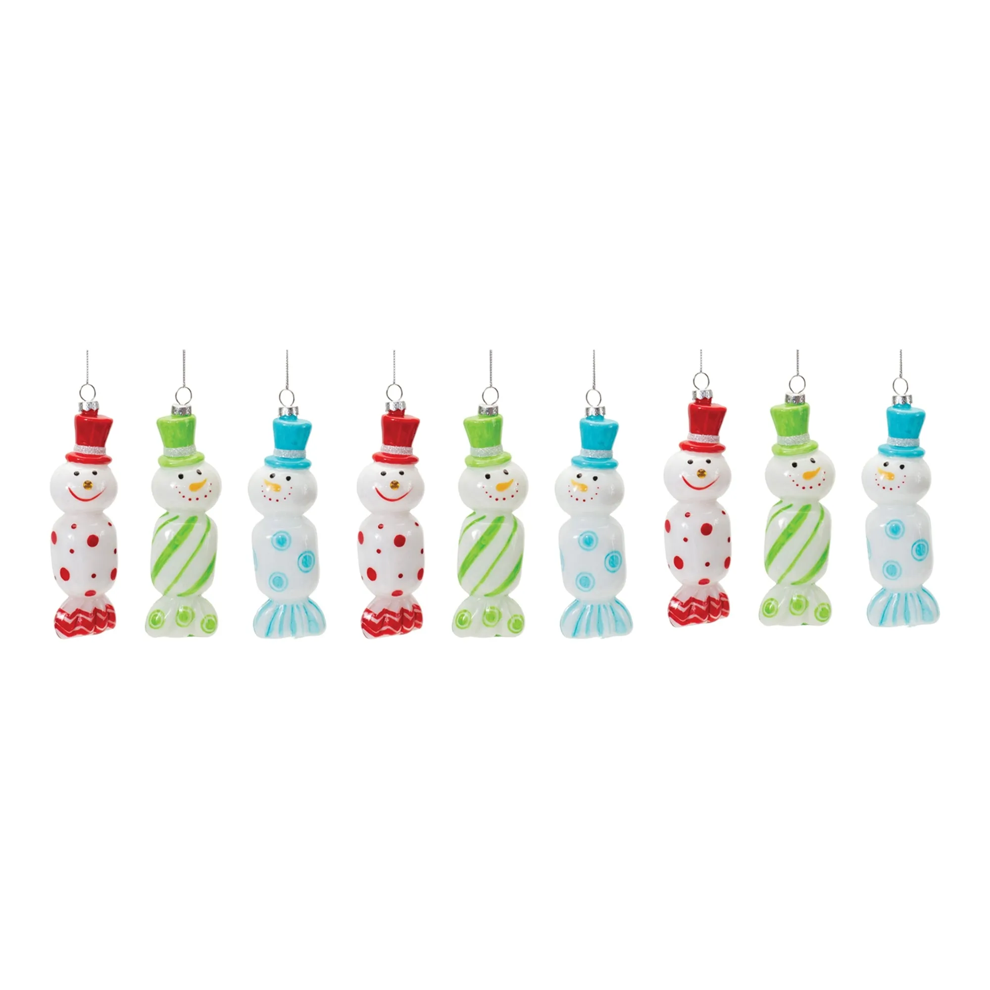 Candy Snowman Ornament (Set of 12 6.25"H Glass