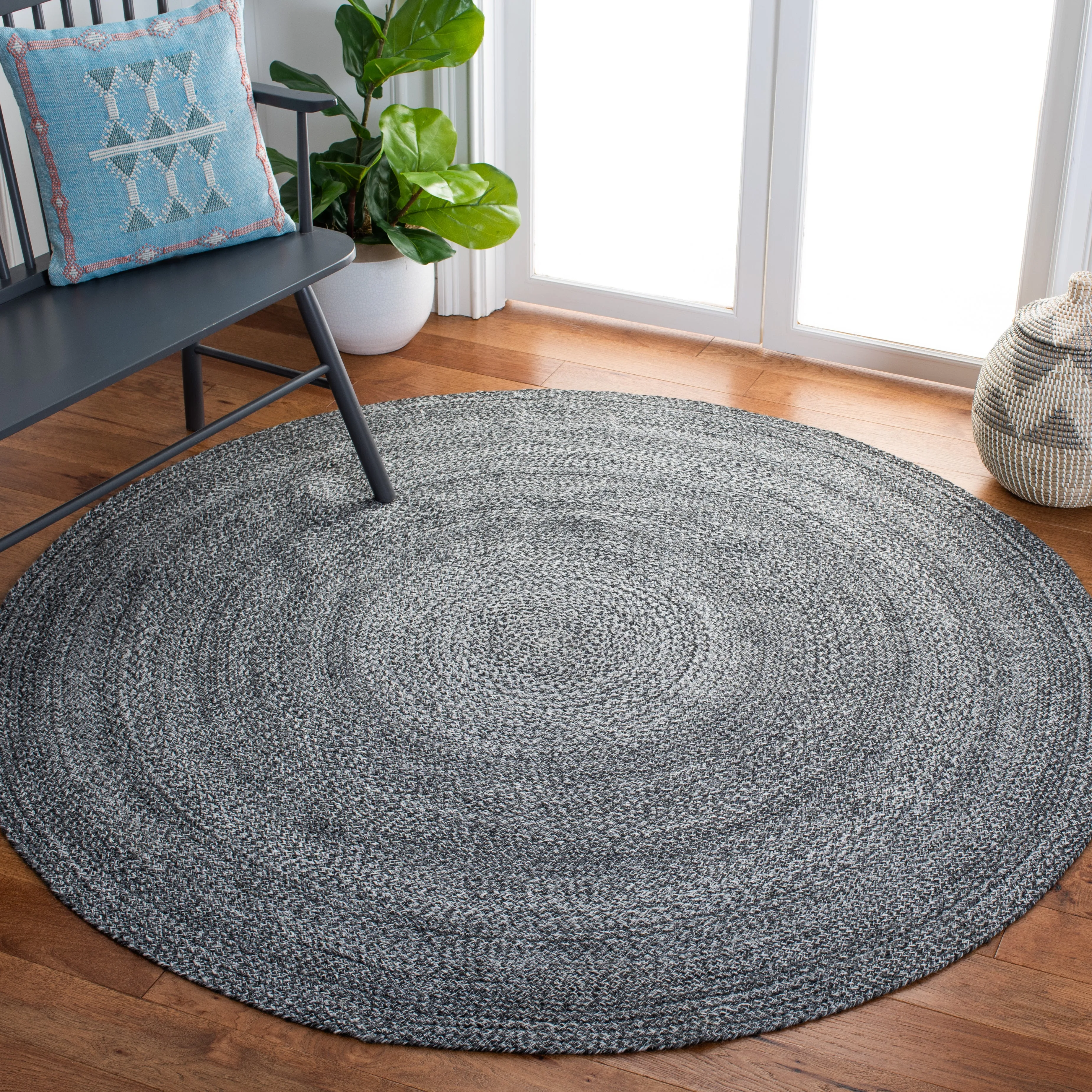 Cape Cod Hand Made Area Rug, Charcoal Country Floral Style Non-Shedding Area Rugs weekend promo