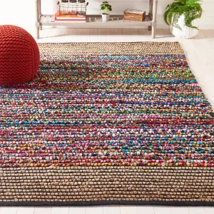 Cape Cod Hand Made Area Rug, Natural / Blue Bohemian Style Non-Shedding Area Rugs weekend promo