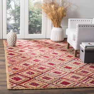 Cape Cod Hand Made Area Rug, Natural / Red Bohemian Style Non-Shedding Area Rugs deal online