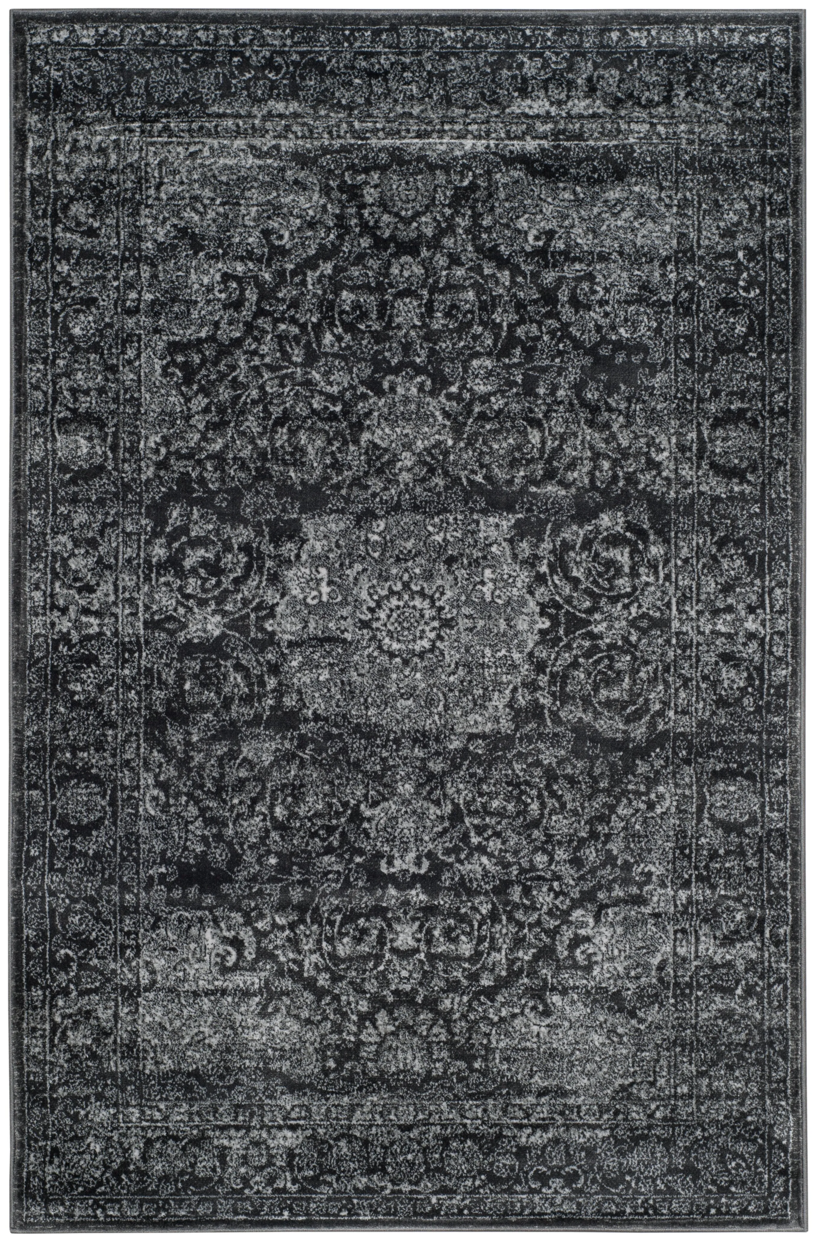 Carnegie Machine Made Area Rug, Dark Grey / Cream Traditional Style Easy Care