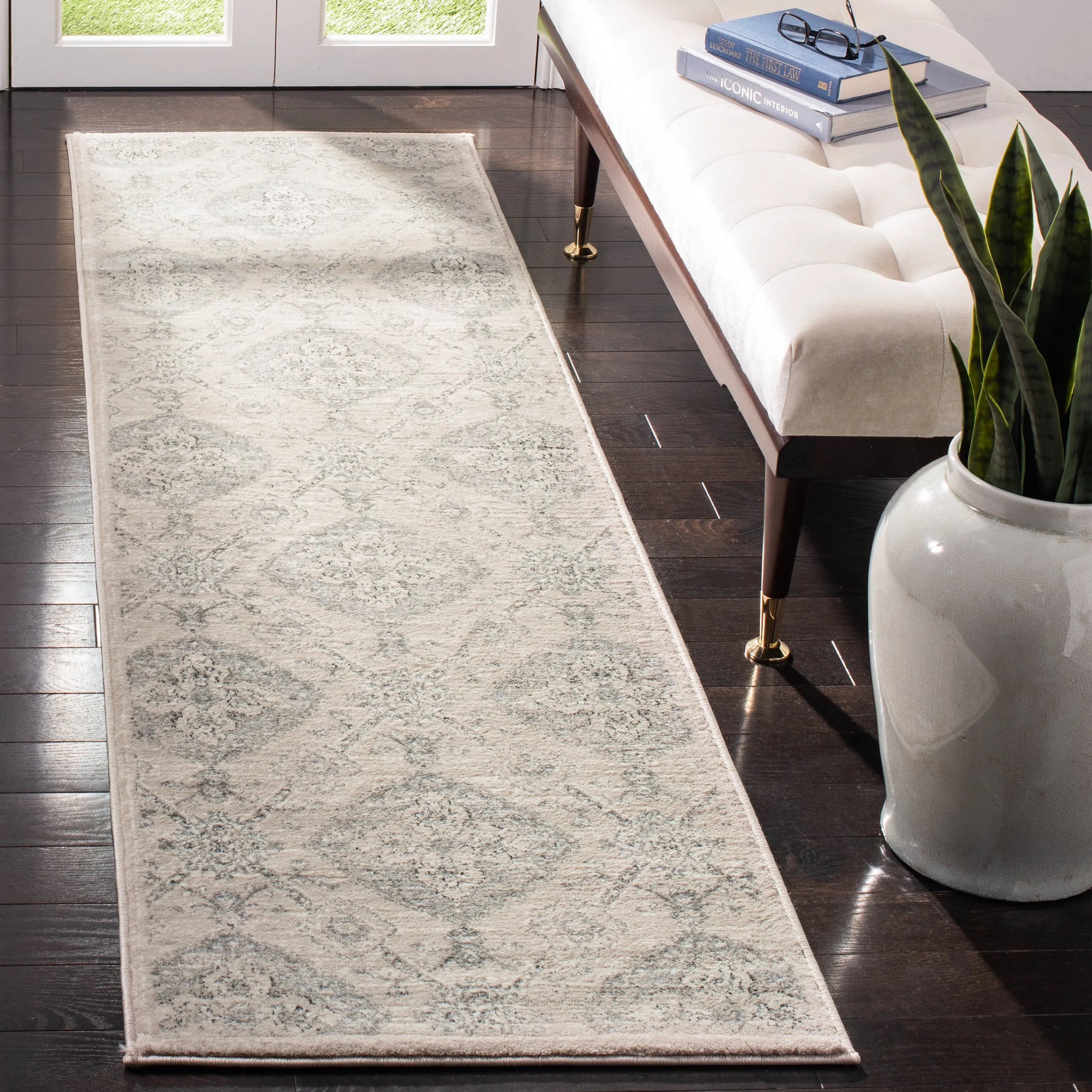 Carnegie Machine Made Area Rug, Taupe / Light Blue Traditional Style Easy Care