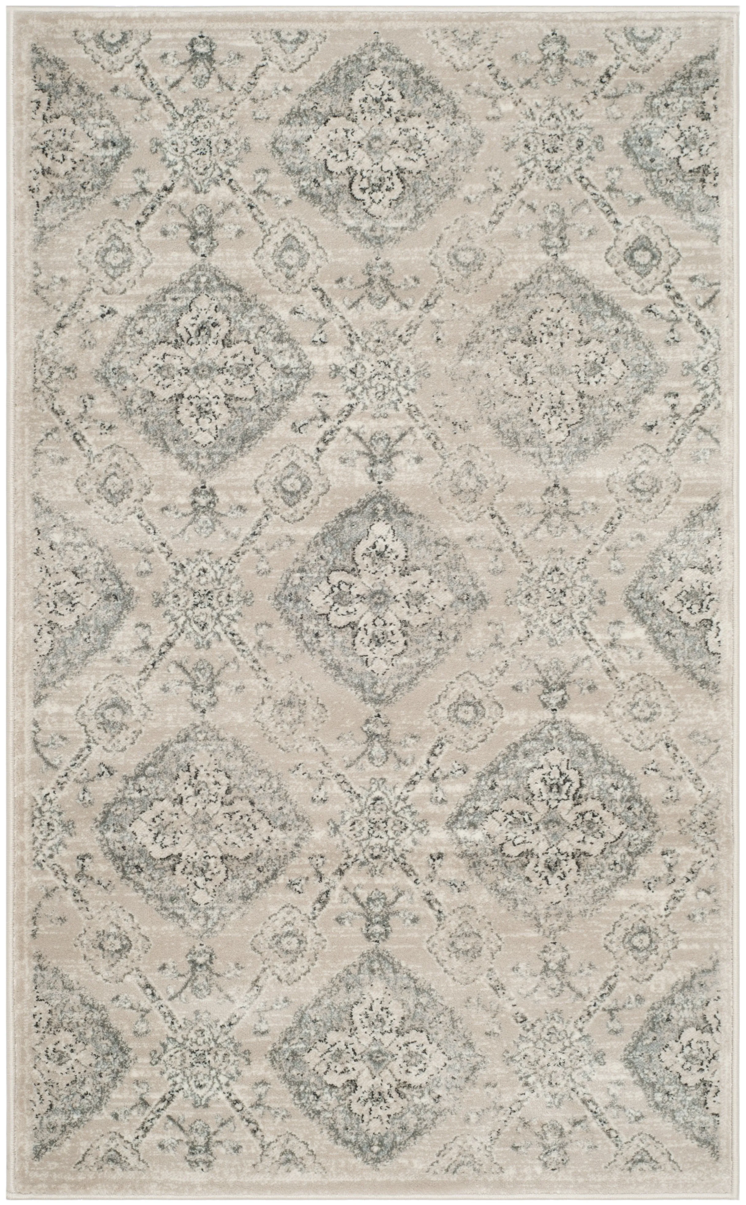 Carnegie Machine Made Area Rug, Taupe / Light Blue Traditional Style Easy Care