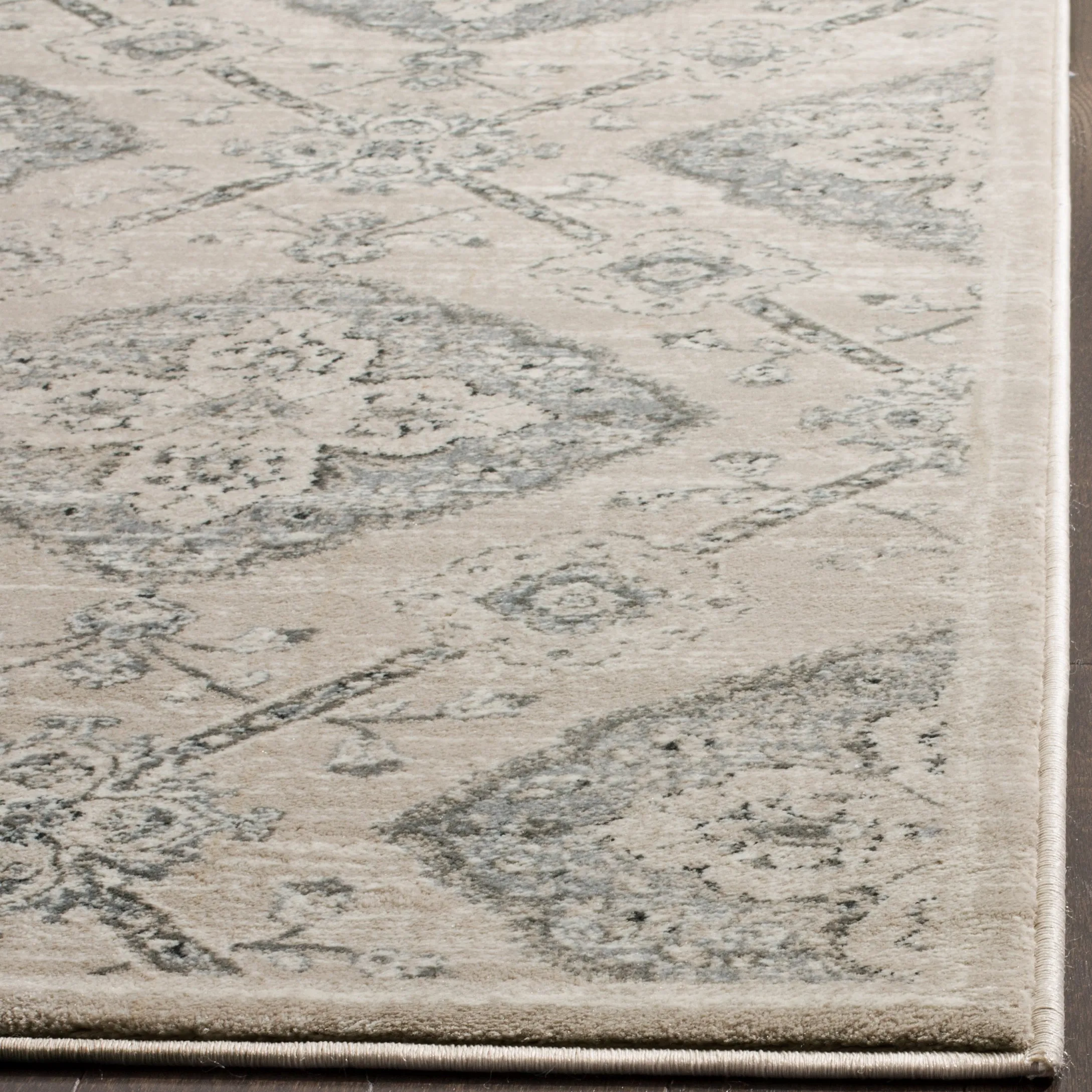 Carnegie Machine Made Area Rug, Taupe / Light Blue Traditional Style Easy Care