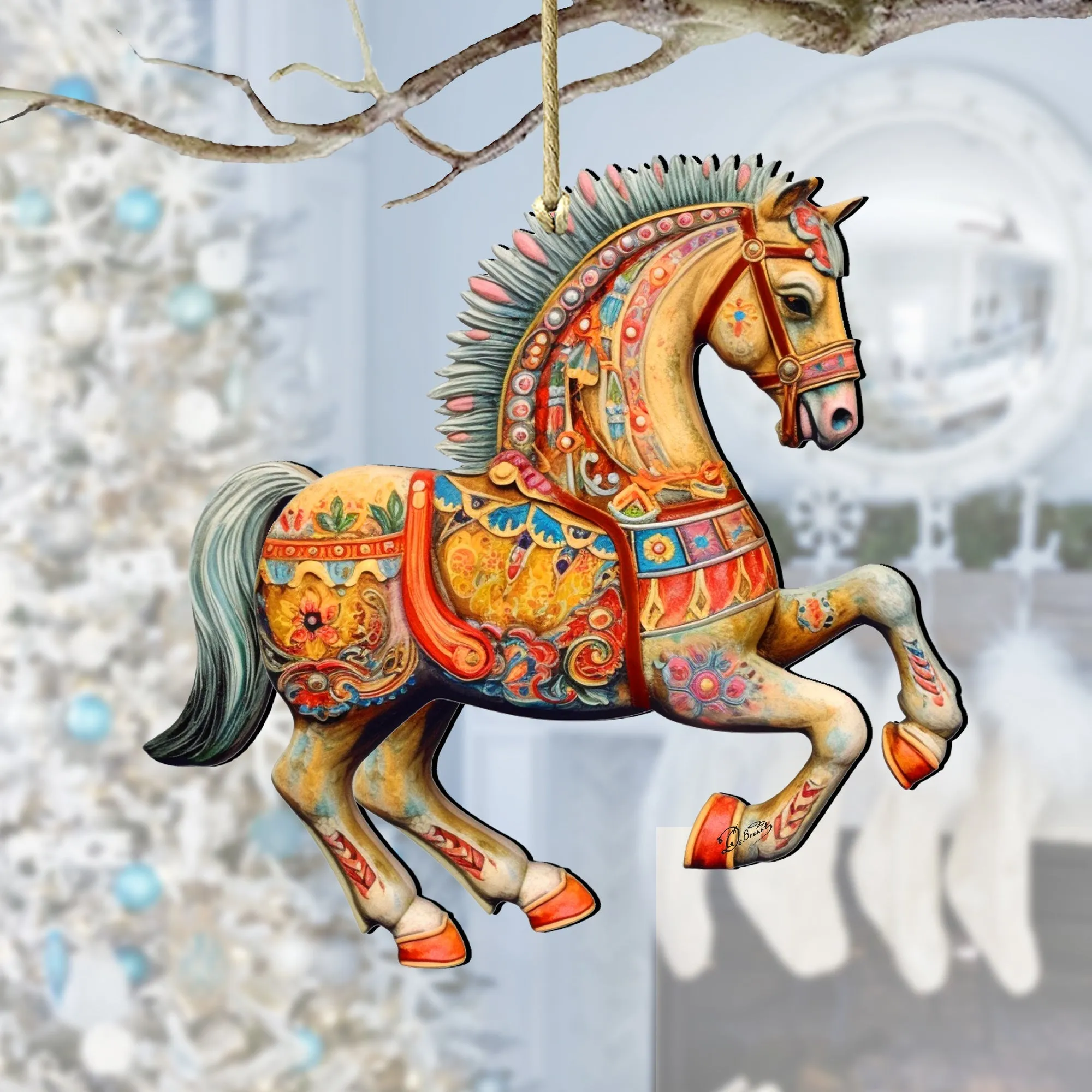 Carousel Horse Wooden Ornaments by G. Debrekht Holiday Decor clearance sale