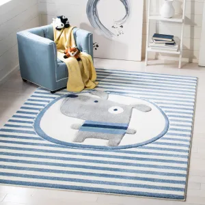 Carousel Kids Machine Made Area Rug, Ivory / Blue Kids Style Easy Care Area Rugs deal online