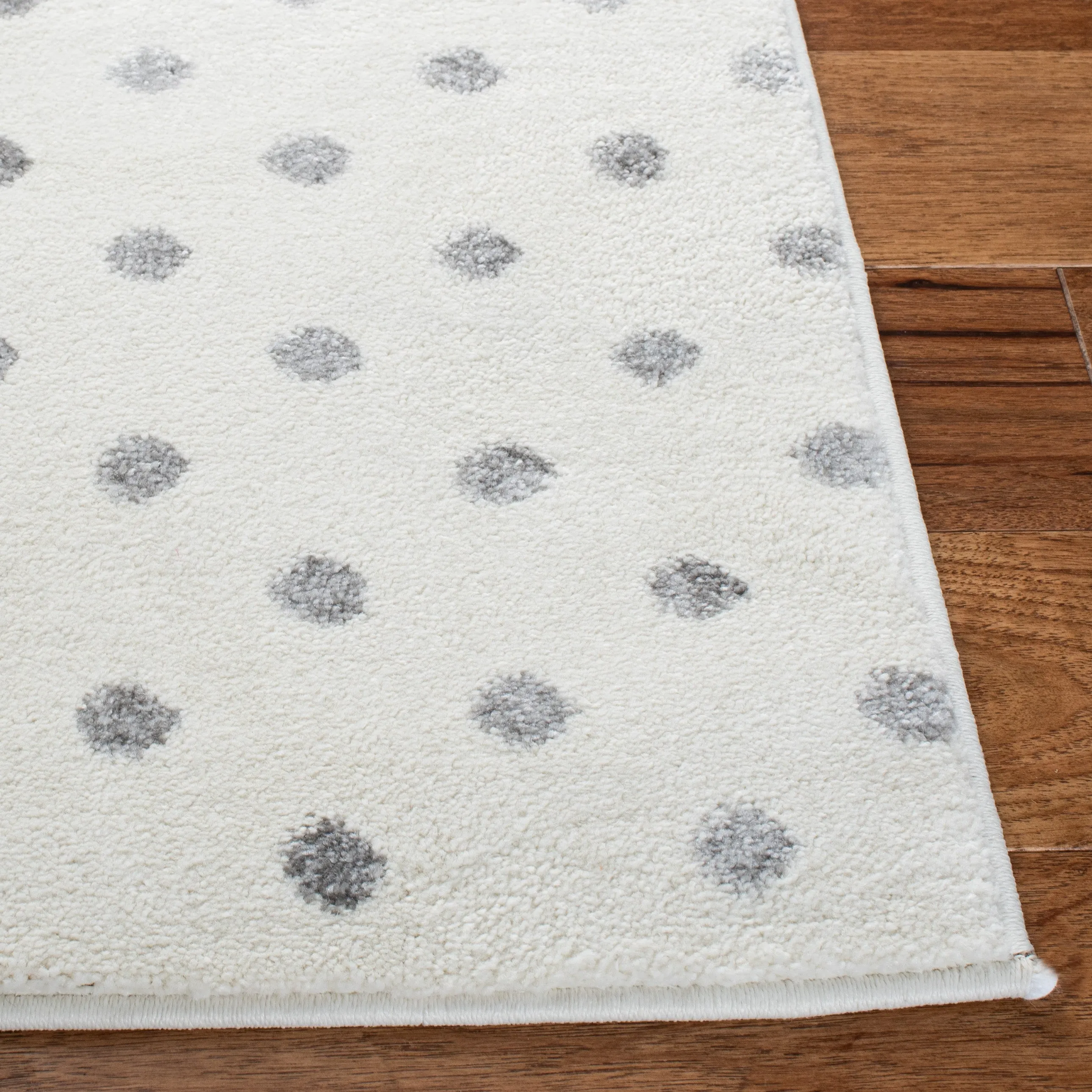 Carousel Kids Machine Made Area Rug, Ivory Grey / Pink Kids Style Easy Care