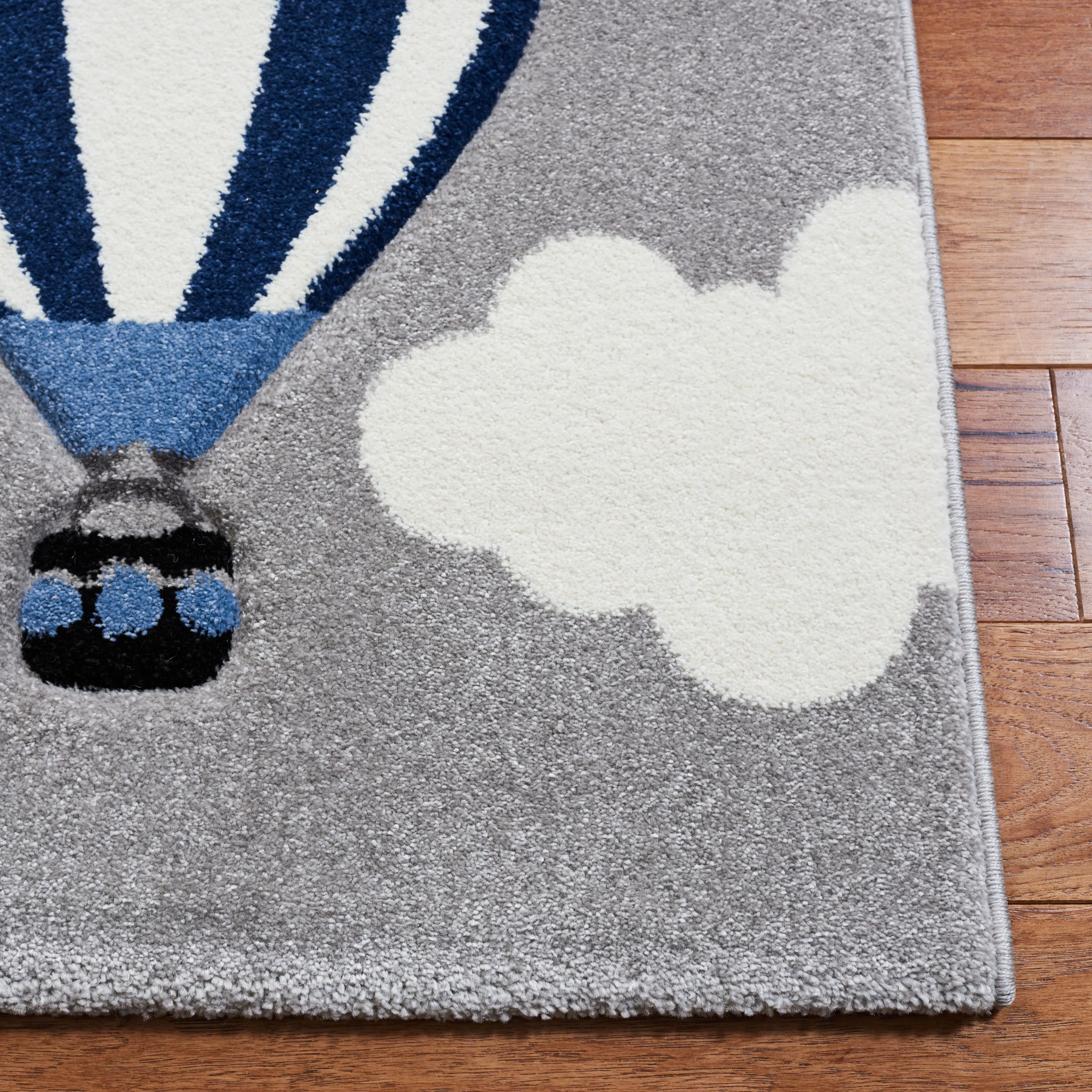 Carousel Kids Machine Made Area Rug, Light Grey / Red Kids Style Easy Care