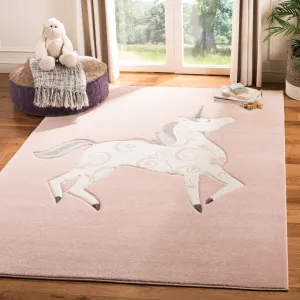 Carousel Kids Machine Made Area Rug, Pink / Ivory Kids Style Easy Care Area Rugs deal online