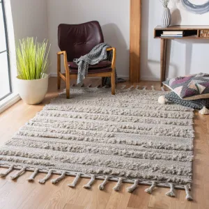 Casablanca Hand Made Area Rug, Grey Shag / Flokati Style Non-Shedding Area Rugs weekend promo