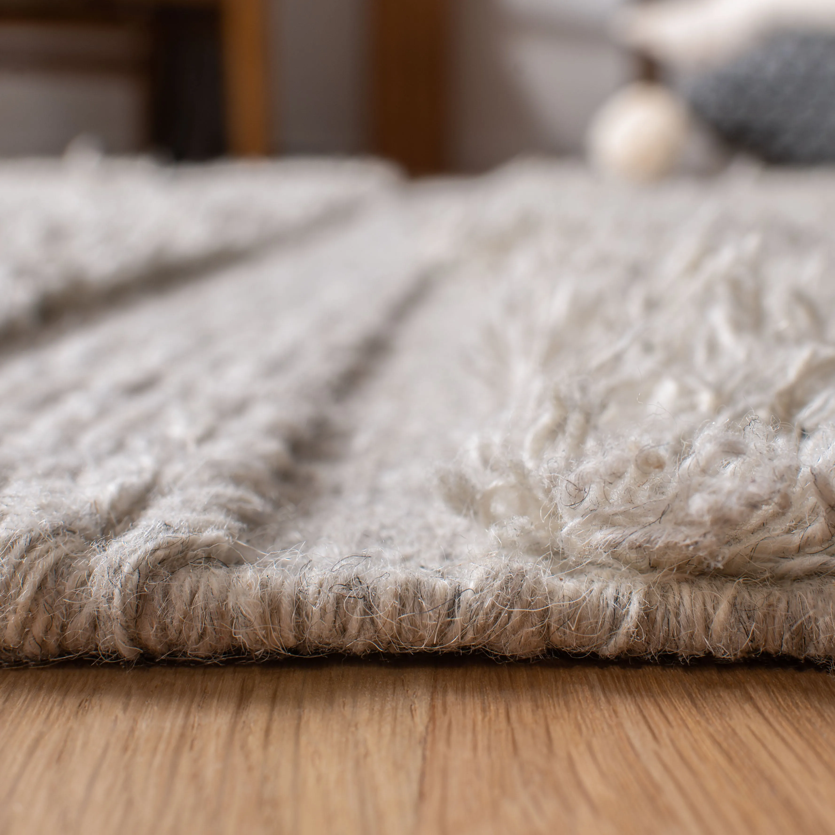 Casablanca Hand Made Area Rug, Grey Shag / Flokati Style Non-Shedding
