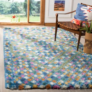 Casablanca Hand Made Area Rug, Ivory / Blue Bohemian Style Non-Shedding Area Rugs deal online
