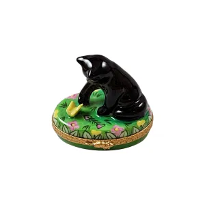 Cat with Butterfly Limoges Collectible Boxes Rare Find