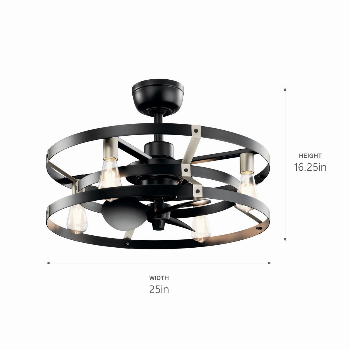 Cavelli 25"Ceiling Fan Satin Black Fandeliers at discount prices