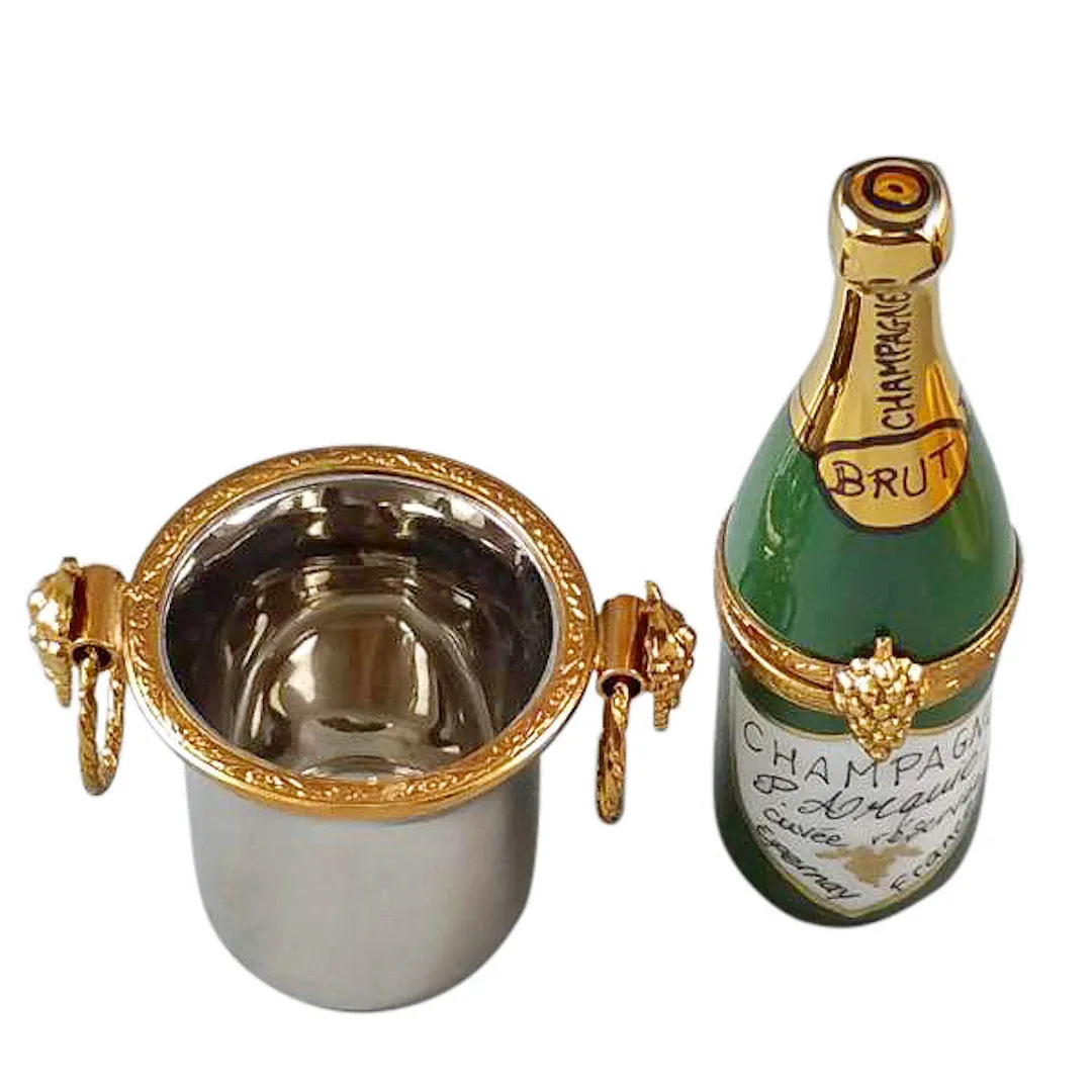 Champagne Bottle in Bucket Limoges Limoges Boxes collectors shop