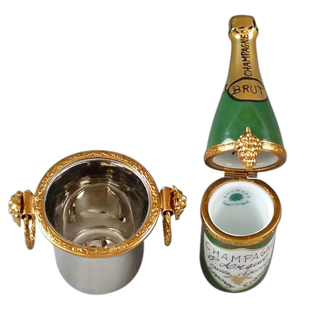 Champagne Bottle in Bucket Limoges Limoges Boxes collectors shop