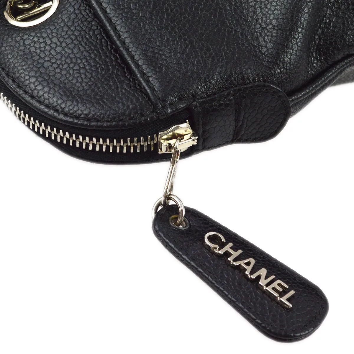 Chanel 1996-1997 Black Caviar Chain Shoulder Tote Bag