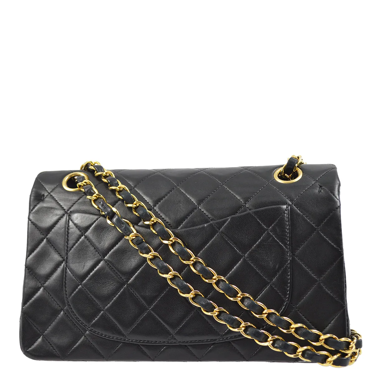 Chanel 1997-1999 Black Lambskin Small Classic Double Flap Shoulder Bag