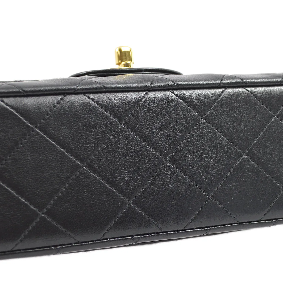 Chanel 1997-1999 Black Lambskin Small Classic Double Flap Shoulder Bag
