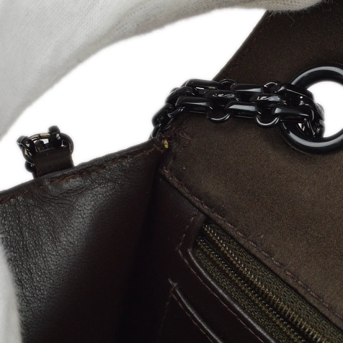 Chanel 1997-1999 Brown Satin Mademoiselle Lock Shoulder Bag