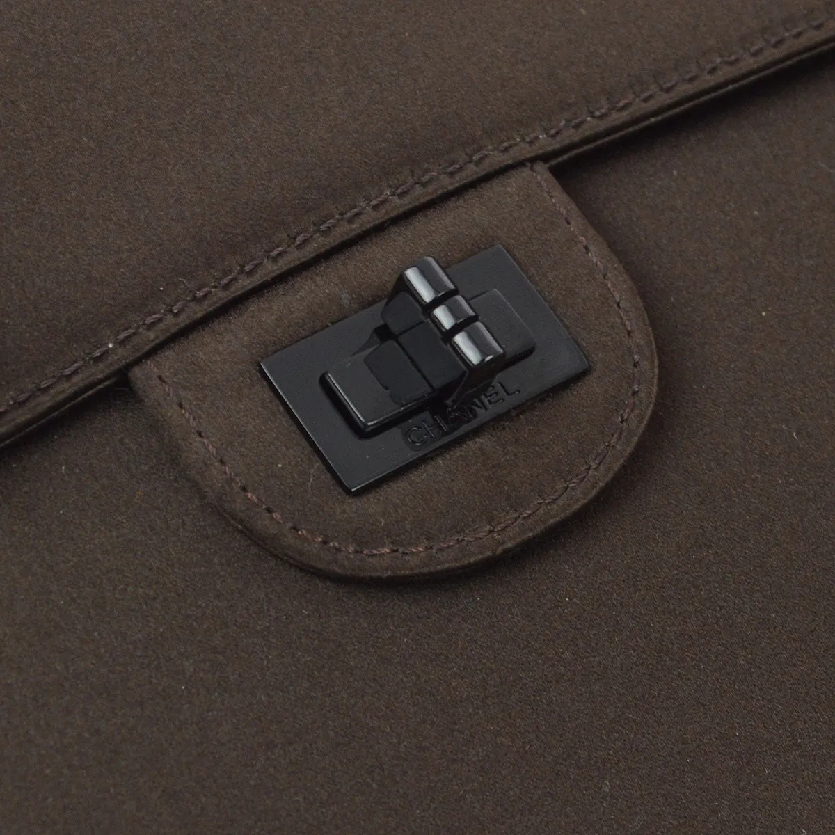Chanel 1997-1999 Brown Satin Mademoiselle Lock Shoulder Bag
