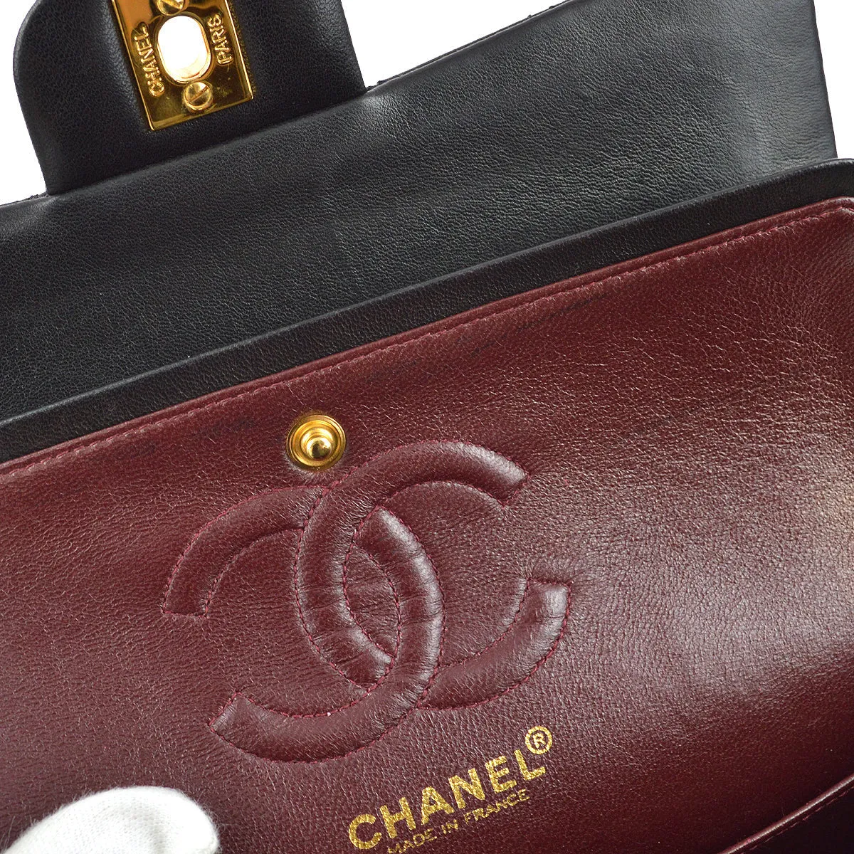 Chanel 2000-2001 Black Lambskin Small Classic Double Flap Shoulder Bag