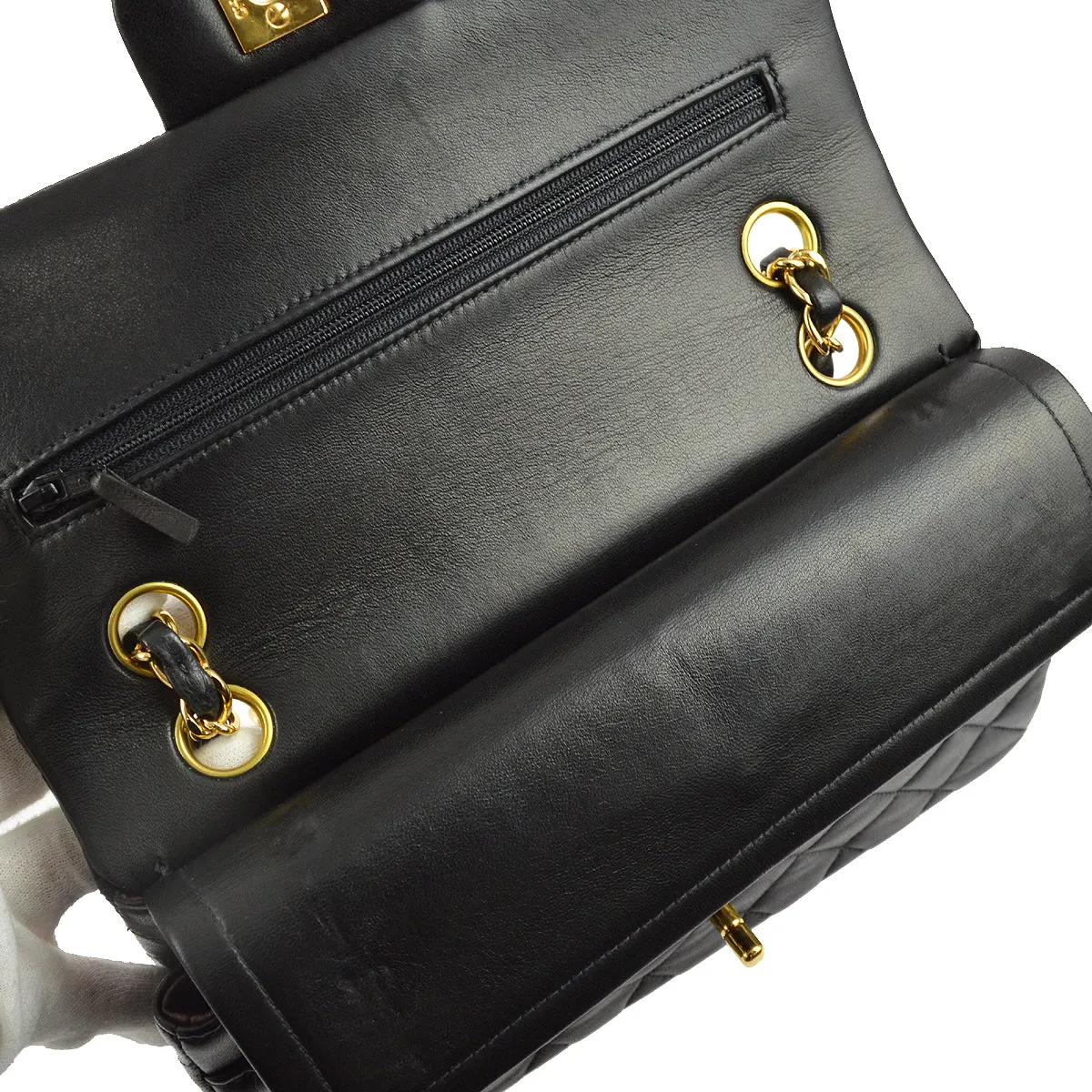 Chanel 2000-2001 Black Lambskin Small Classic Double Flap Shoulder Bag