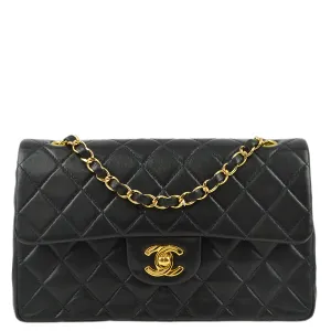 Chanel 2000-2001 Black Lambskin Small Classic Double Flap Shoulder Bag