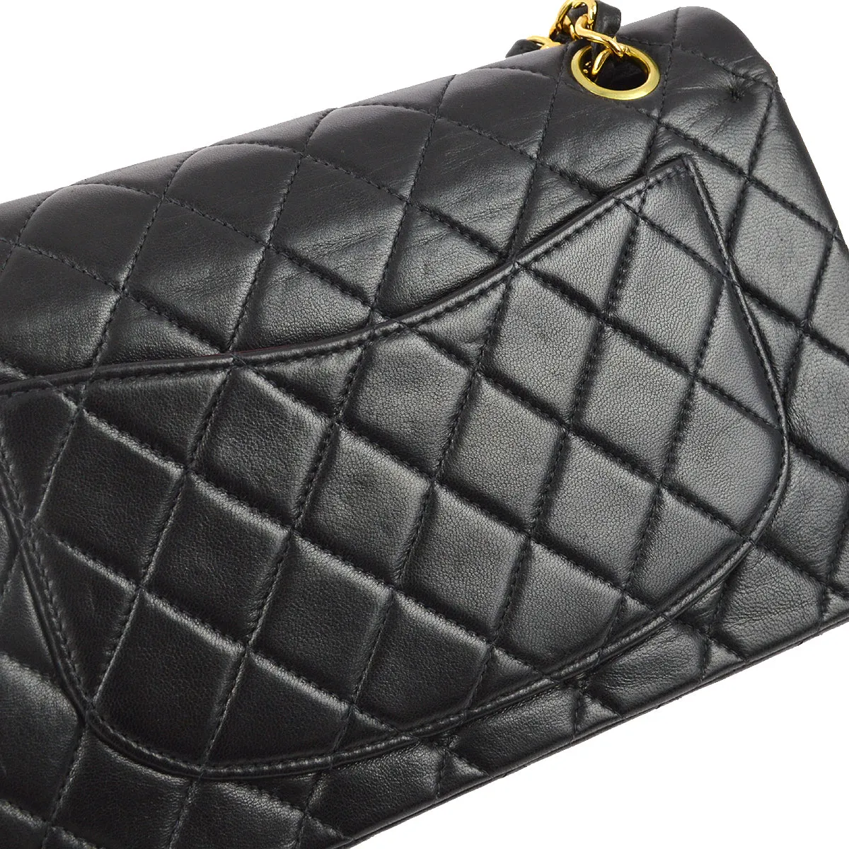 Chanel 2000-2001 Black Lambskin Small Classic Double Flap Shoulder Bag