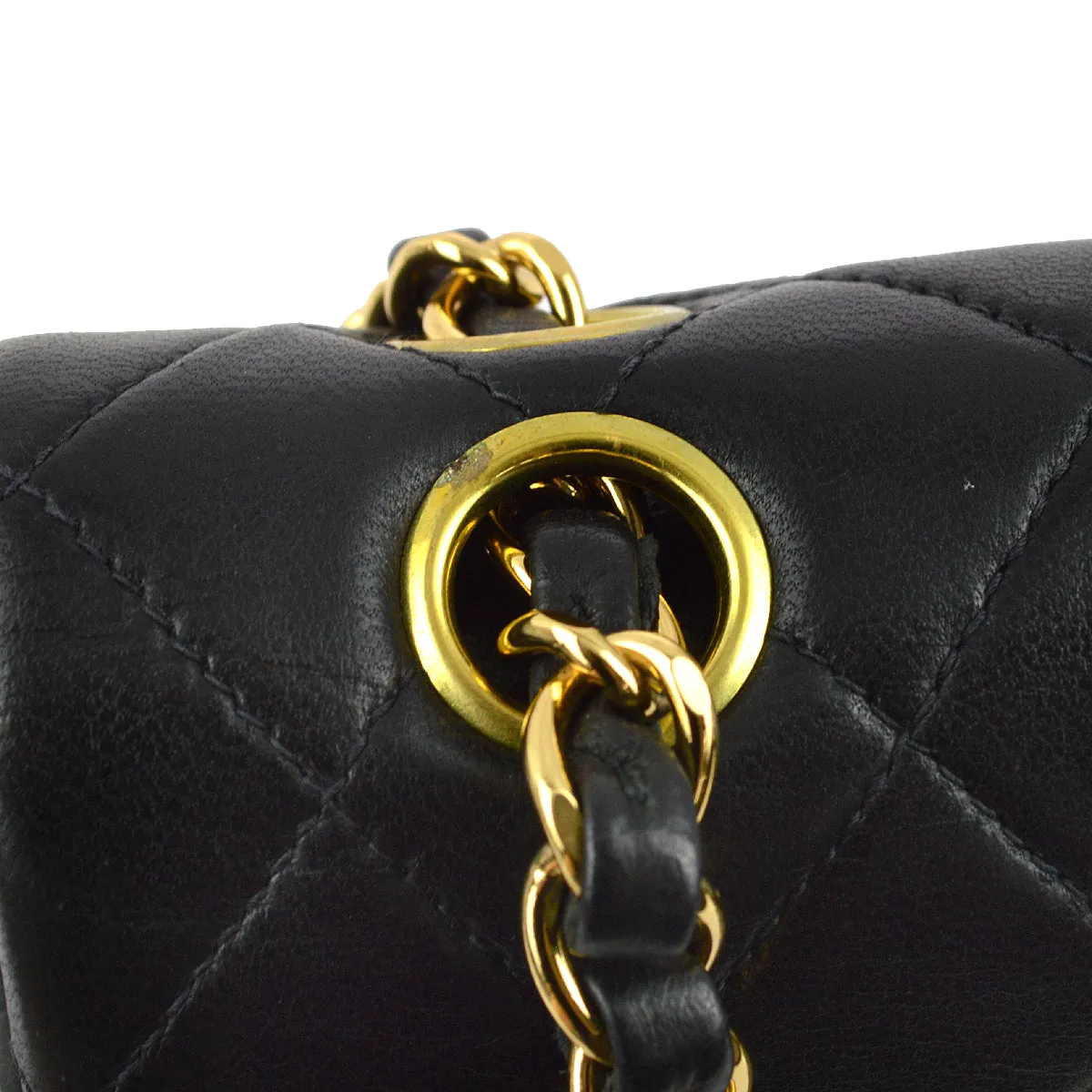 Chanel 2000-2001 Black Lambskin Small Classic Double Flap Shoulder Bag