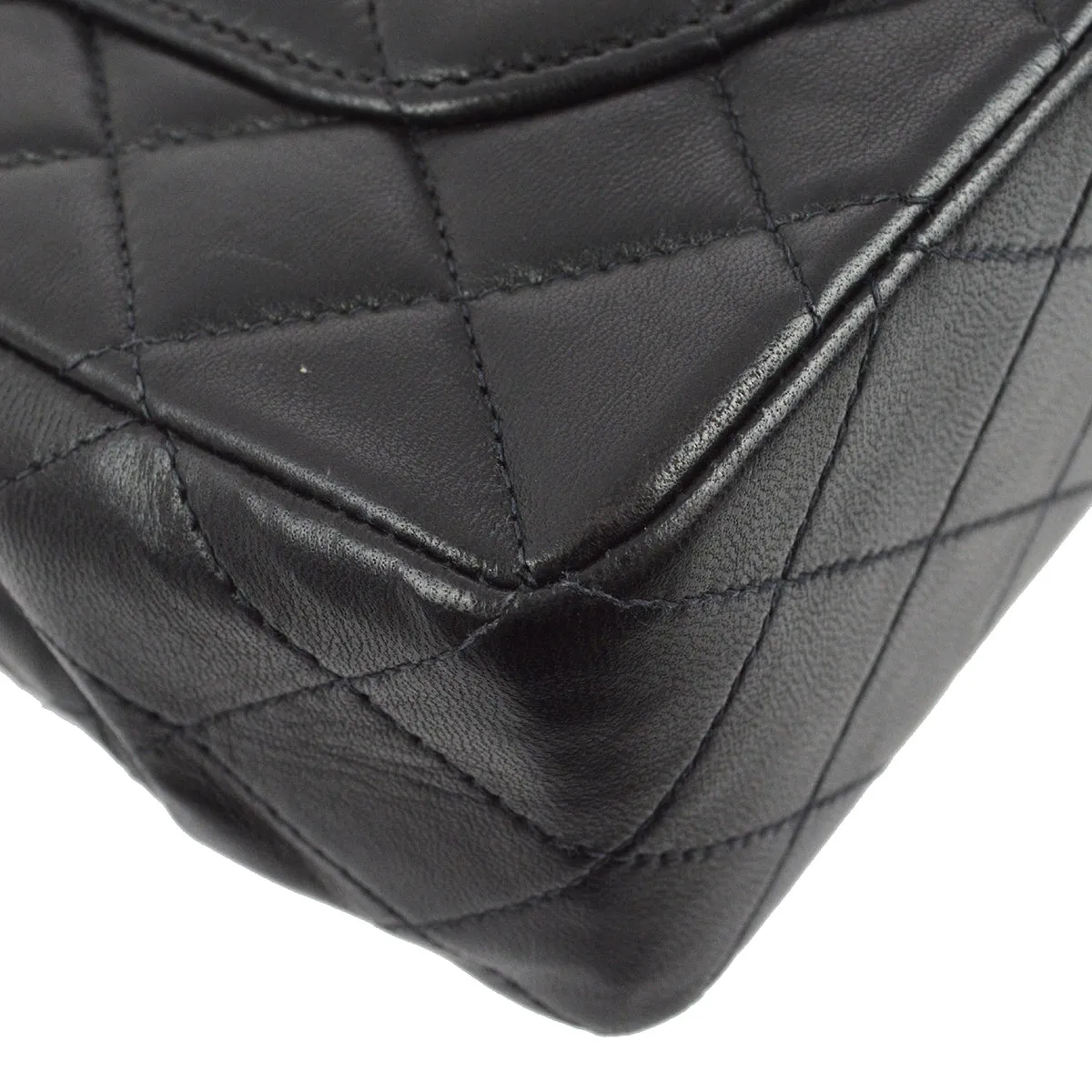 Chanel 2000-2001 Black Lambskin Small Classic Double Flap Shoulder Bag