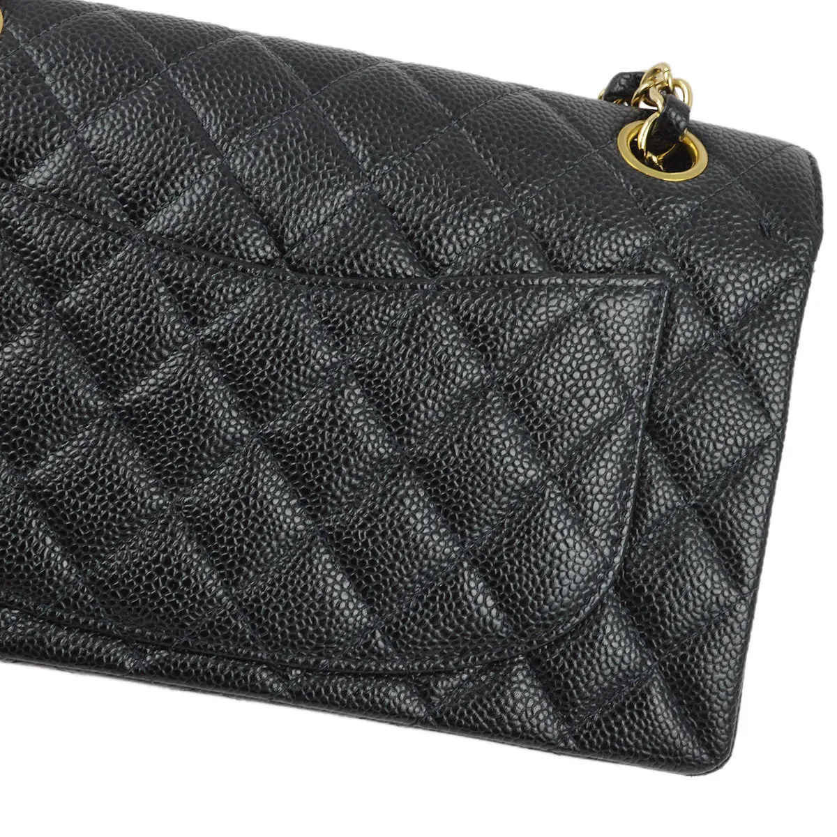 Chanel 2001-2003 Black Caviar Small Classic Double Flap Shoulder Bag