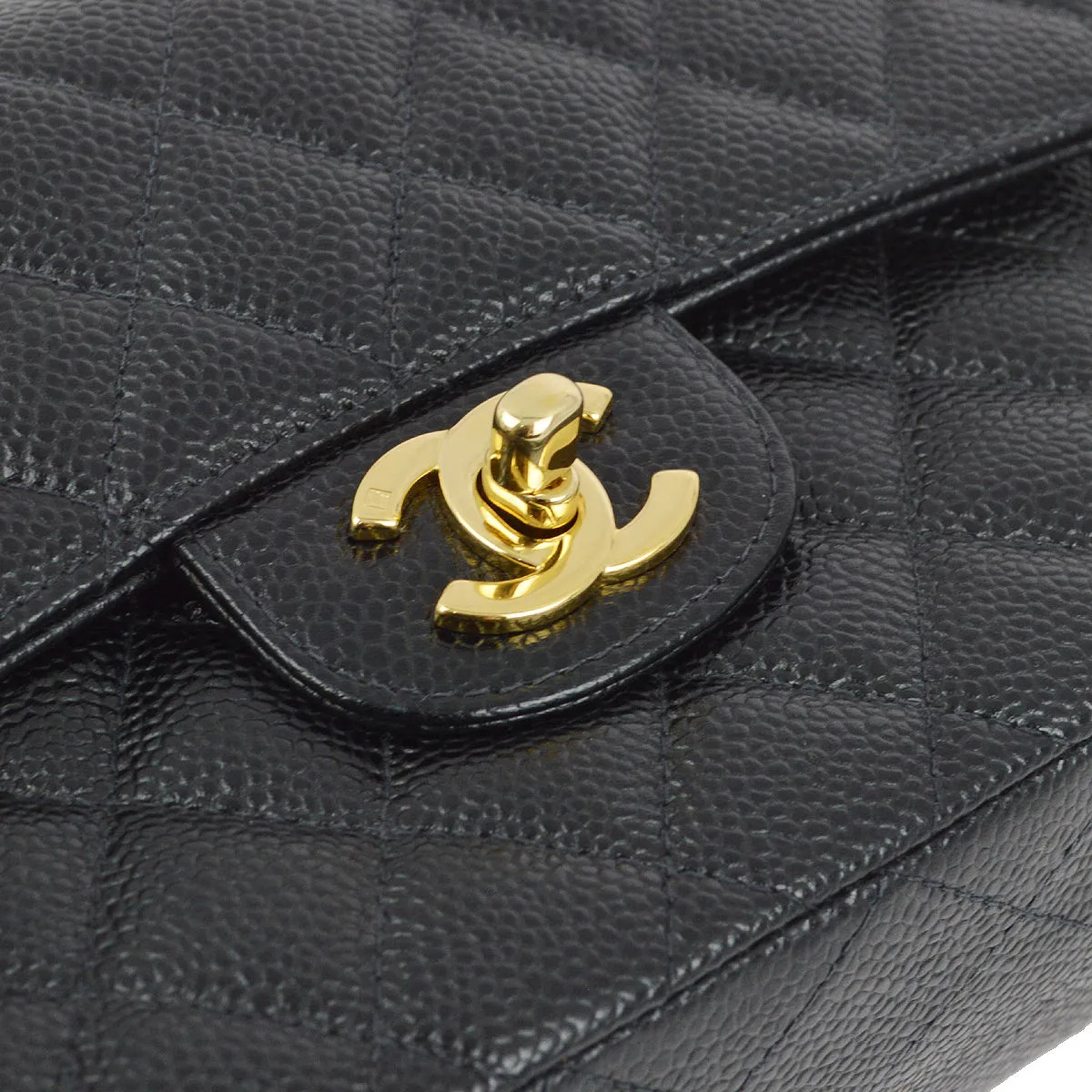 Chanel 2001-2003 Black Caviar Small Classic Double Flap Shoulder Bag