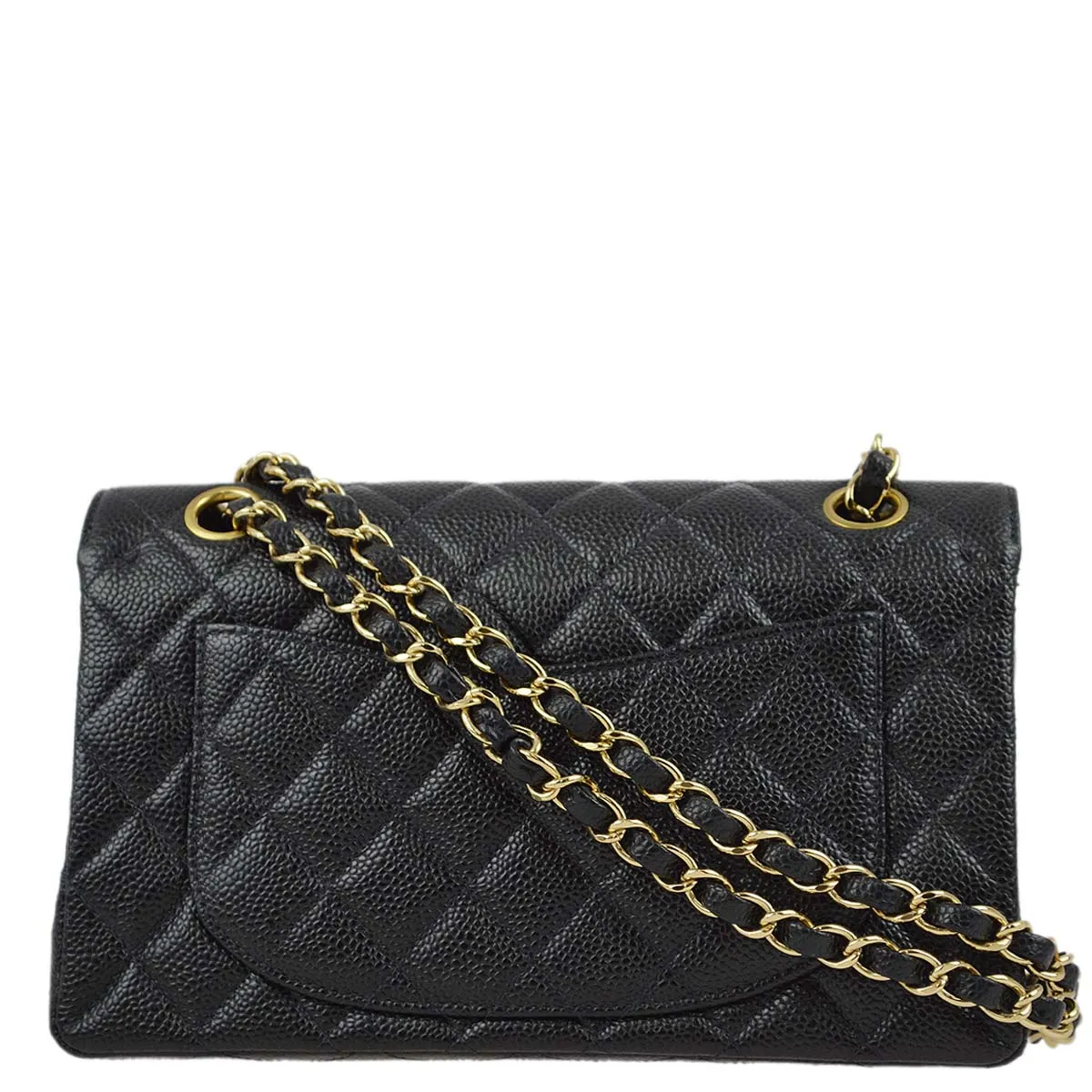 Chanel 2001-2003 Black Caviar Small Classic Double Flap Shoulder Bag