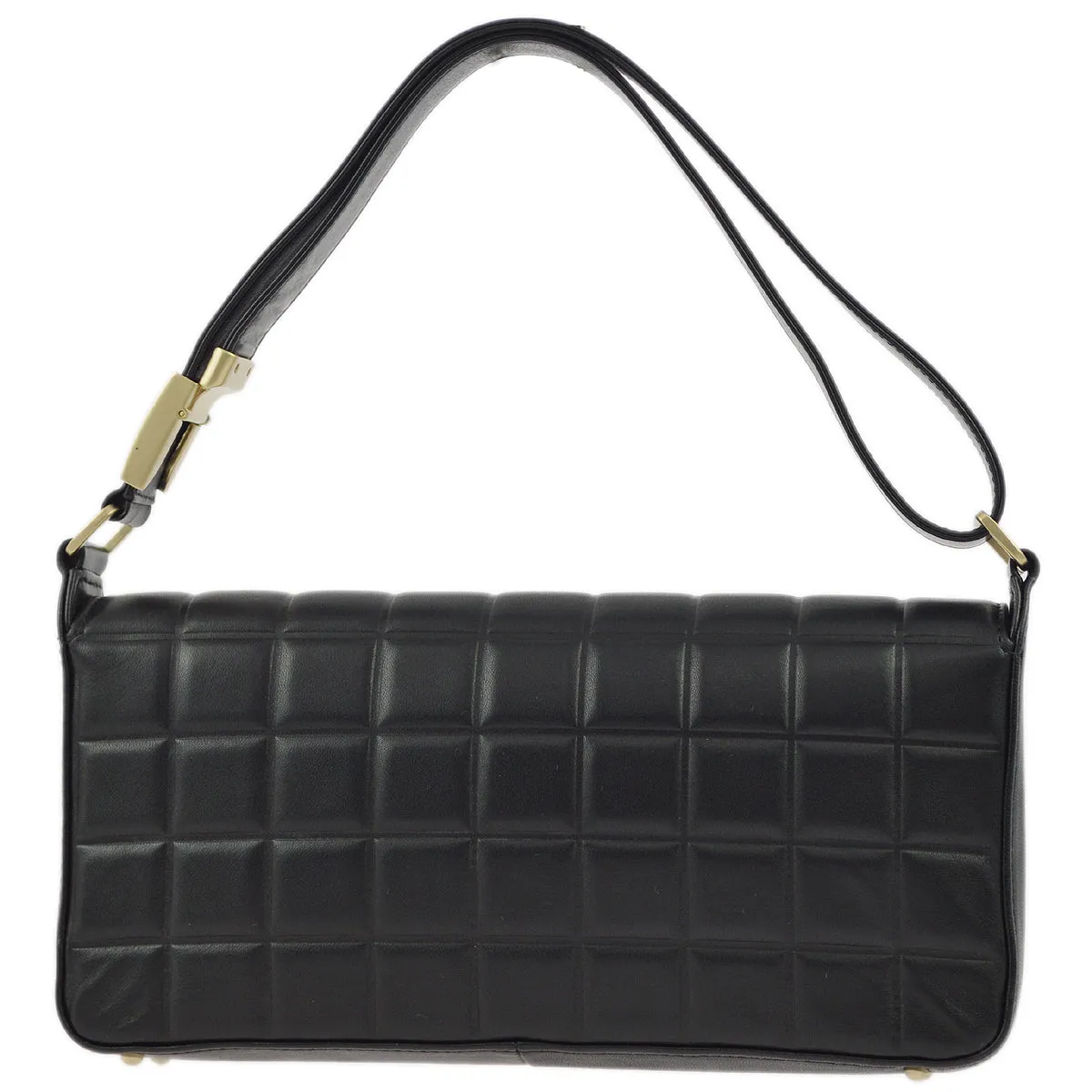 Chanel 2003-2004 Black Lambskin Choco Bar Shoulder Bag