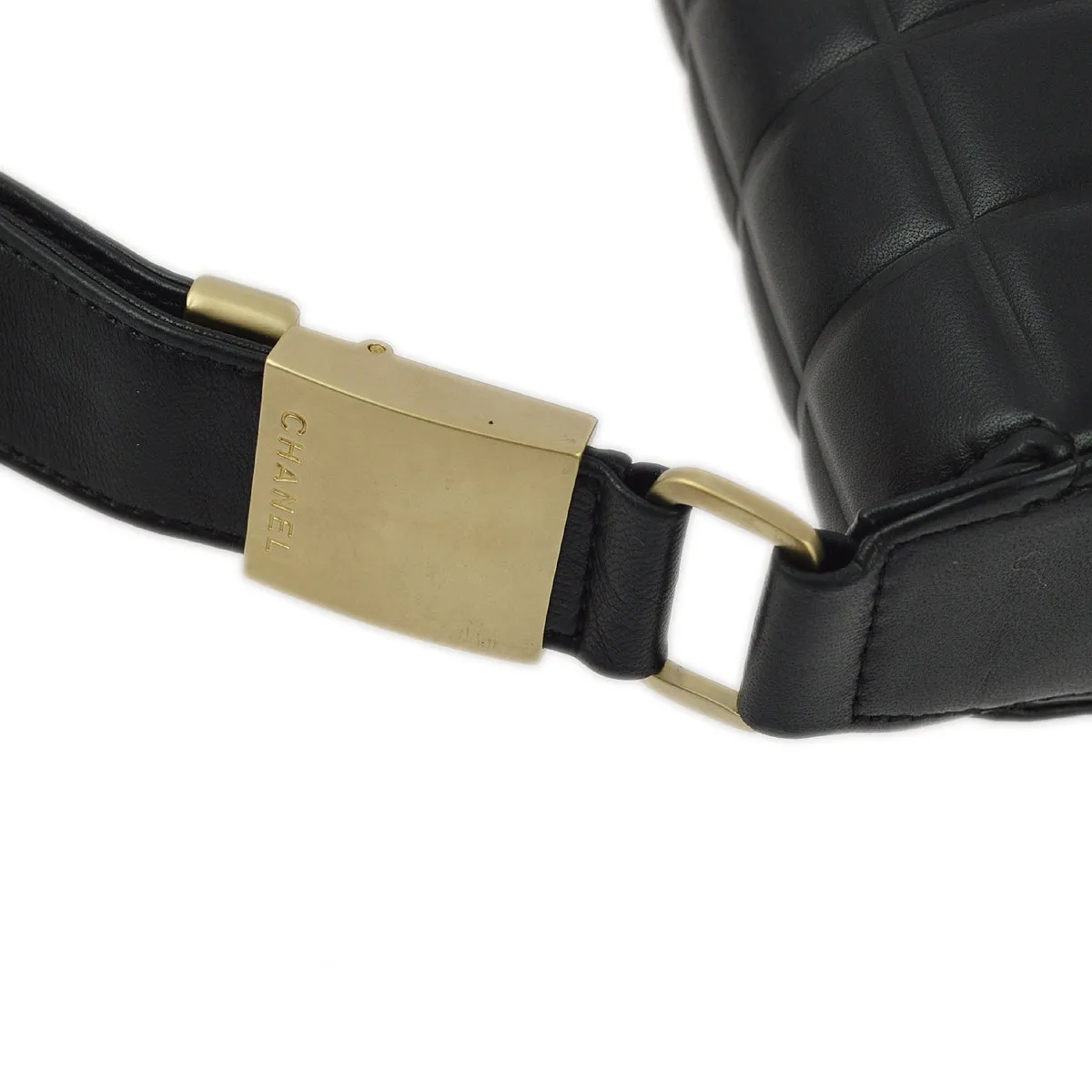 Chanel 2003-2004 Black Lambskin Choco Bar Shoulder Bag