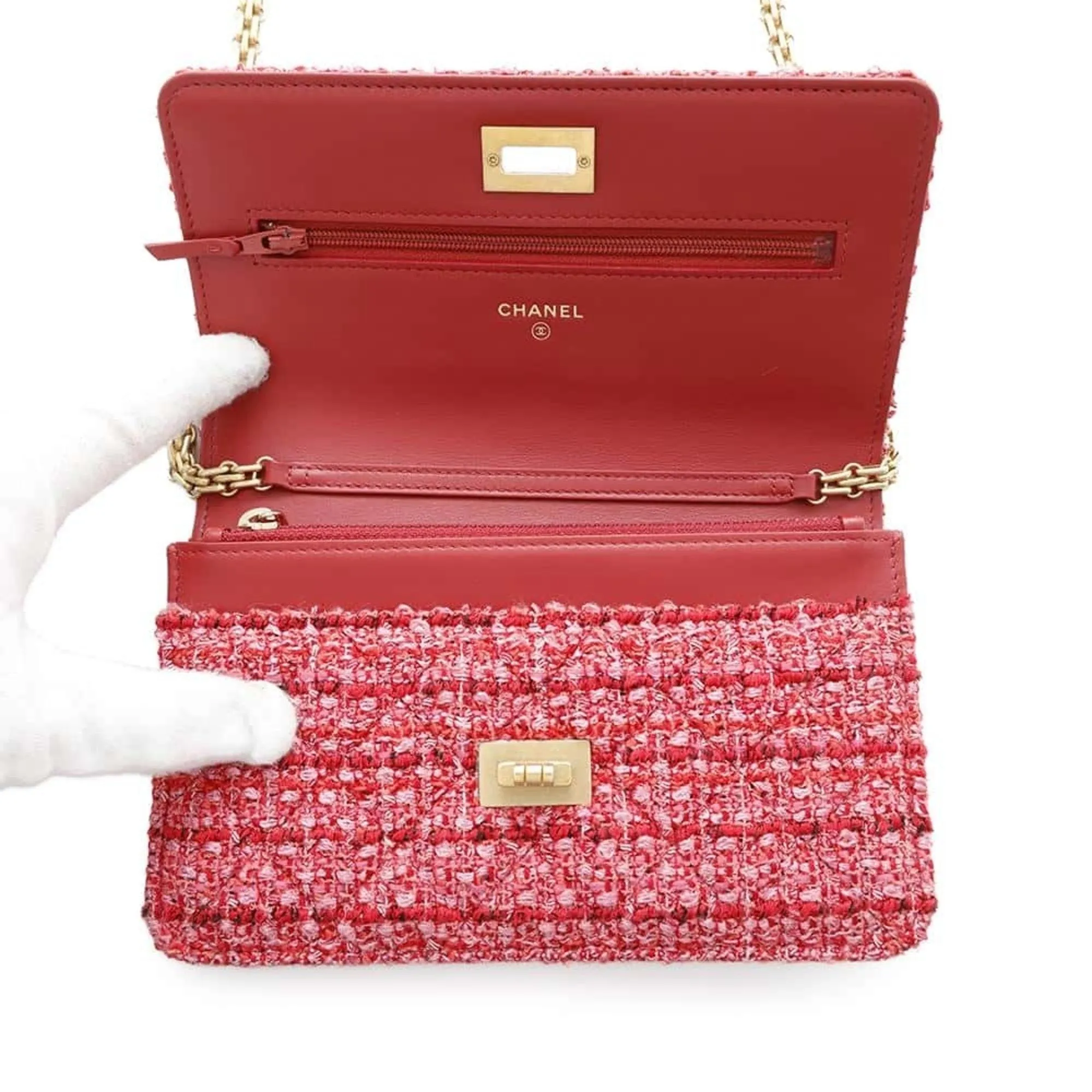 Chanel 2.55 Tweed Chain/Shoulder Wallet (Pre-Owned)