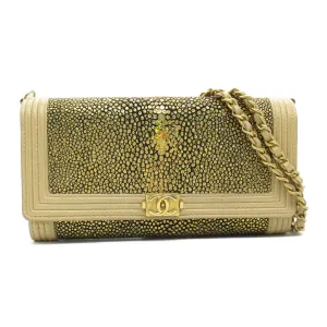 Chanel Boy Chain Wallet Leather Long Wallet