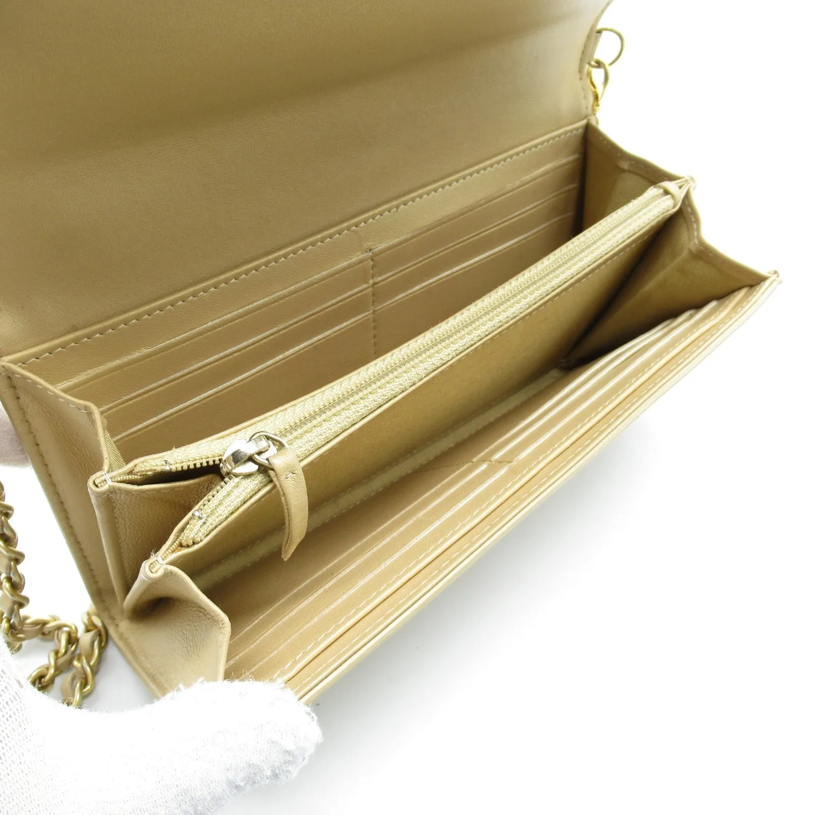 Chanel Boy Chain Wallet Leather Long Wallet
