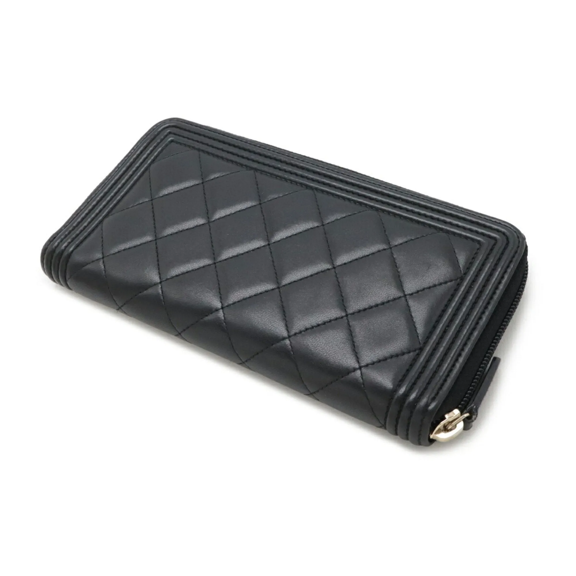 Chanel Boy Chanel Leather Long Wallet (Bi-Fold) (Pre-Owned)