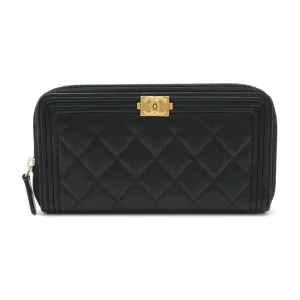 Chanel Boy Chanel Leather Long Wallet (Bi-Fold) (Pre-Owned)