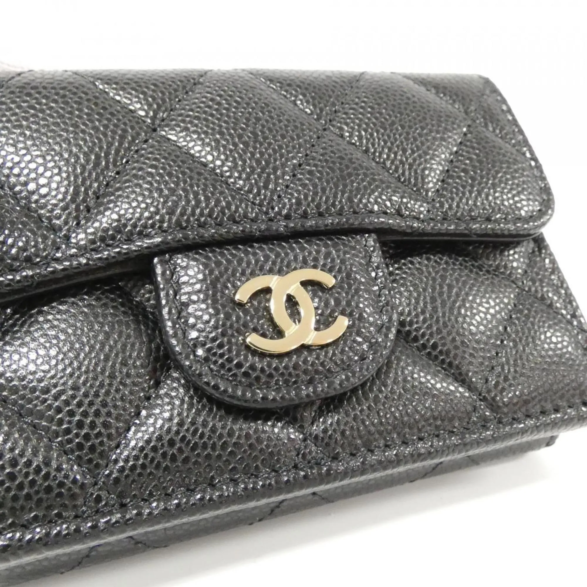 Chanel  gold Caviar Leather Wallet (Tri-Fold) (Pre-Owned)