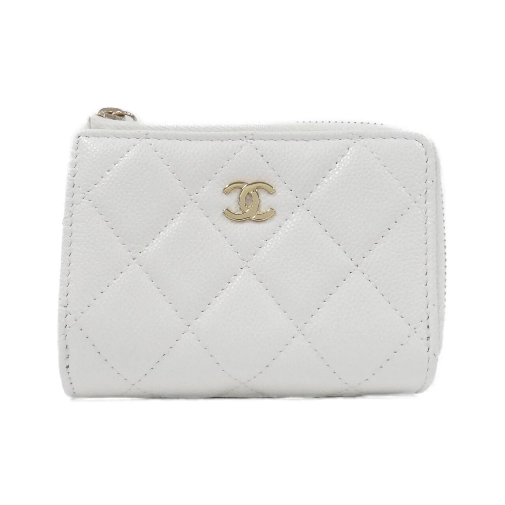 Chanel gold Caviar Leather Wallet (Tri-Fold) (Pre-Owned)
