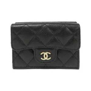 Chanel  gold Caviar Leather Wallet (Tri-Fold) (Pre-Owned)