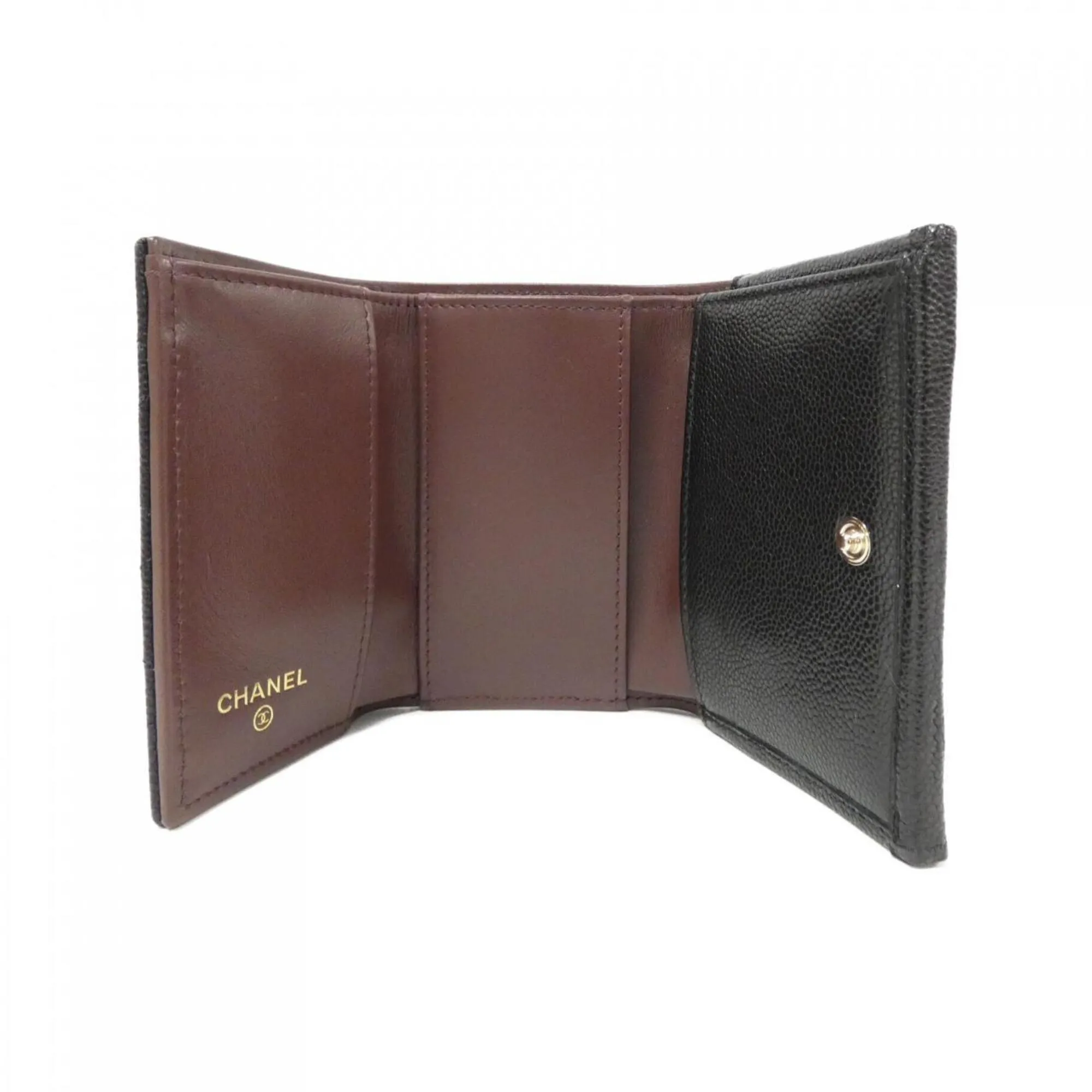 Chanel  gold Caviar Leather Wallet (Tri-Fold) (Pre-Owned)
