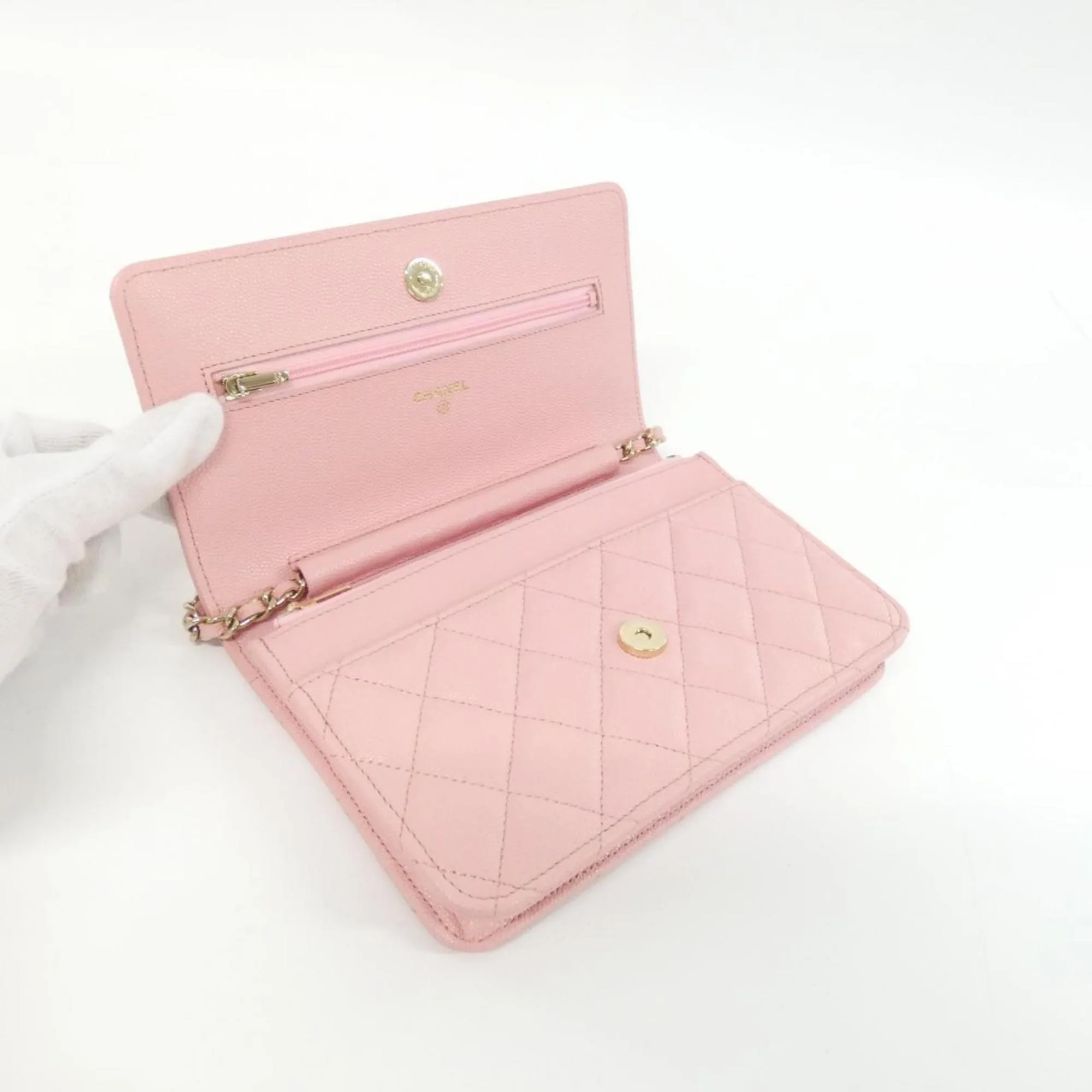 Chanel Grained Calfskin Chain/Shoulder Wallet (Pre-Owned)