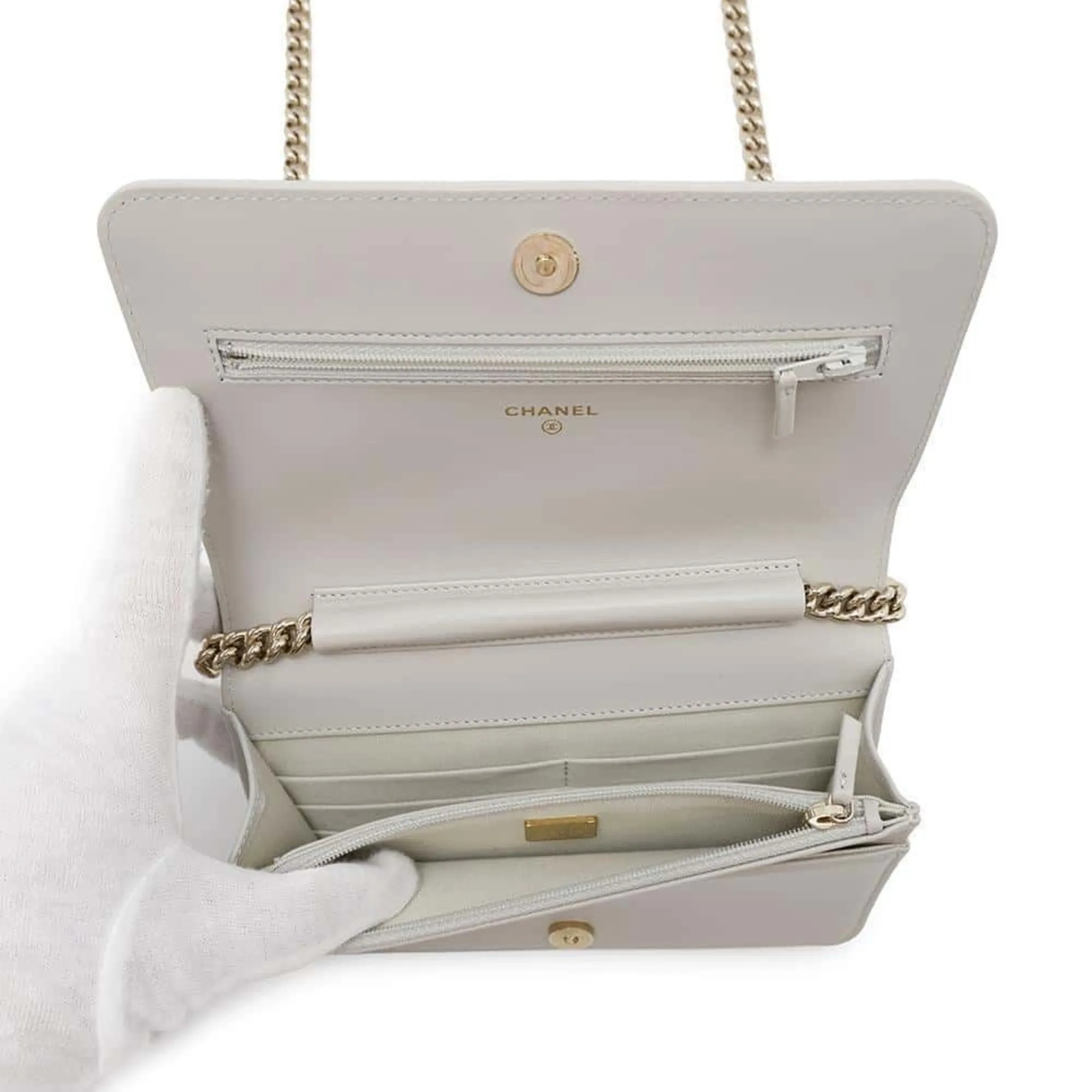 Chanel Grained Calfskin Chain/Shoulder Wallet (Pre-Owned)